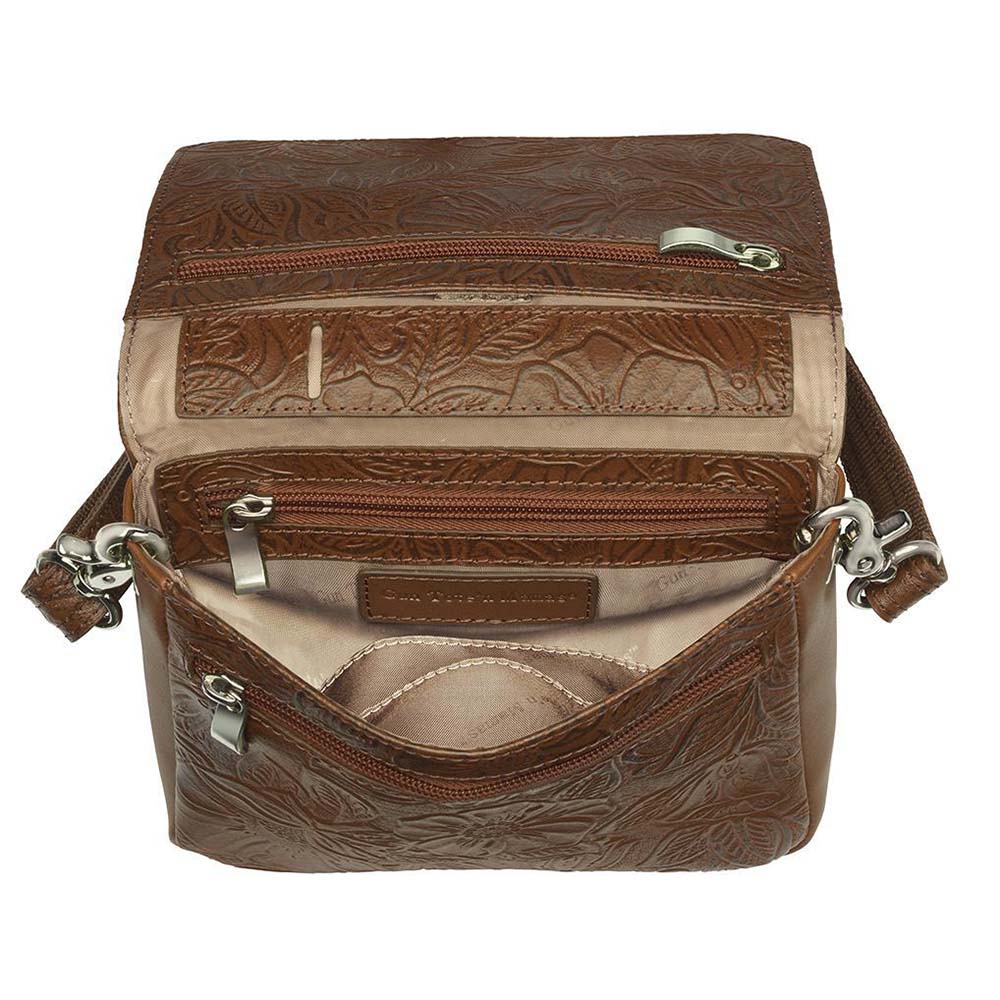 Crossbody Organizer, Debossed USA Cowhide