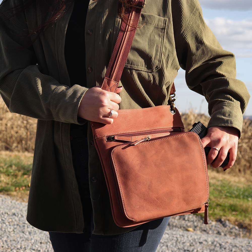 Vintage leather store crossbody bag